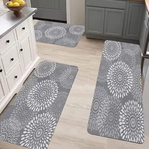 Kitchen Mats for Floor,Cushioned Rug Anti-Fatigue Mats for Kitchen Decor Accessories,Waterproof Non-Slip Mats and Rugs Set for Office,Floor,Laundry 20×32+18×47+20×63in,Grey boho flannel room hallway style flooring soft area cozy vintage