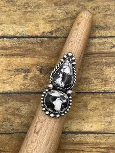 Amanda-White Buffalo Turquoise Double Gemstone Ring