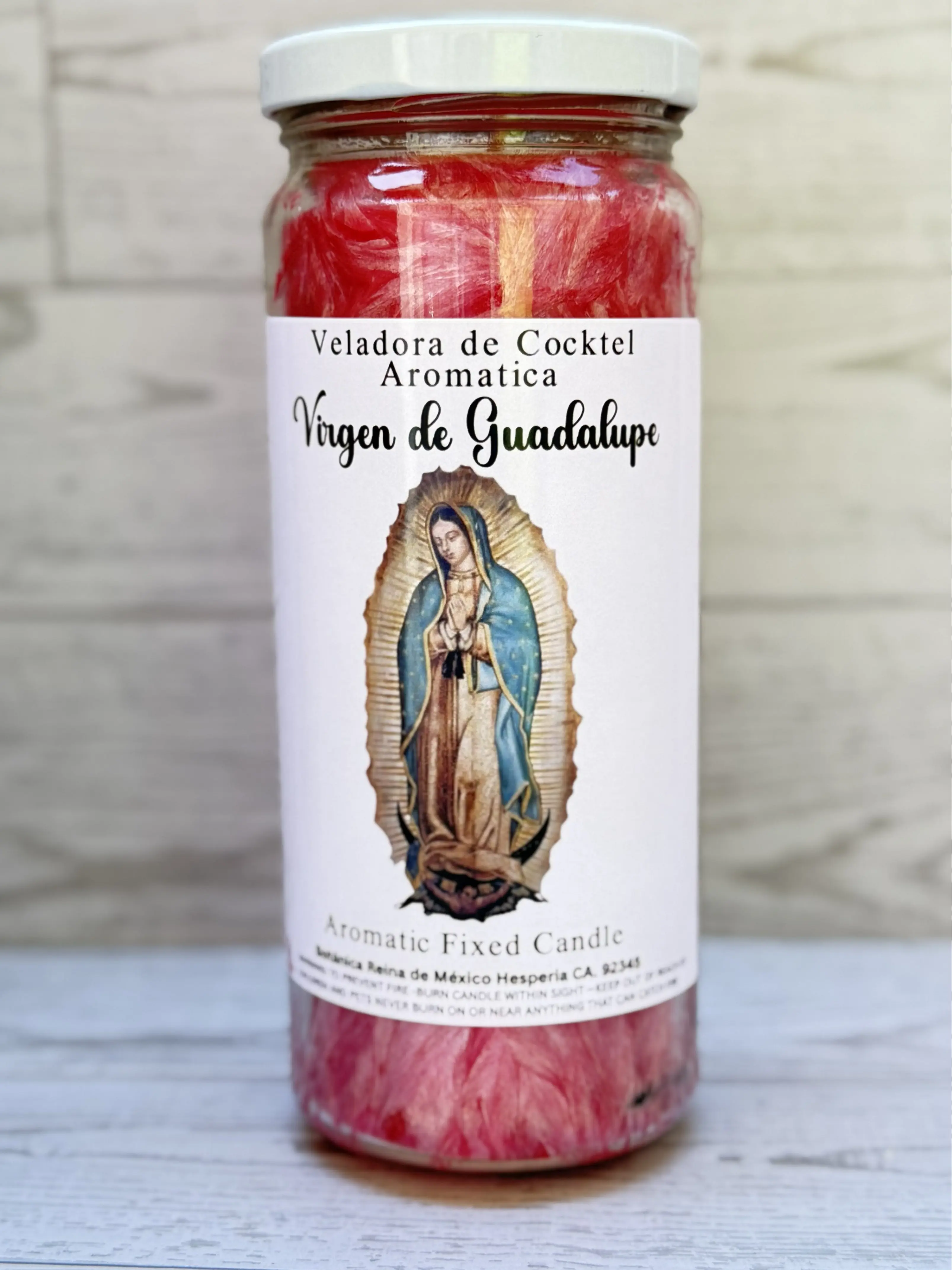 Palm Wax Candle, Virgen Mary / Virgen de Guadalupe Cera de Palma