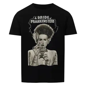 The Bride of Frankenstein T Shirt FRANKENSTEIN Horror Monster Movie Unisex TeeCrewneck Shortsleeve Black Menswear Cotton Printed Round Neck 100% Cotton  T-Shirt