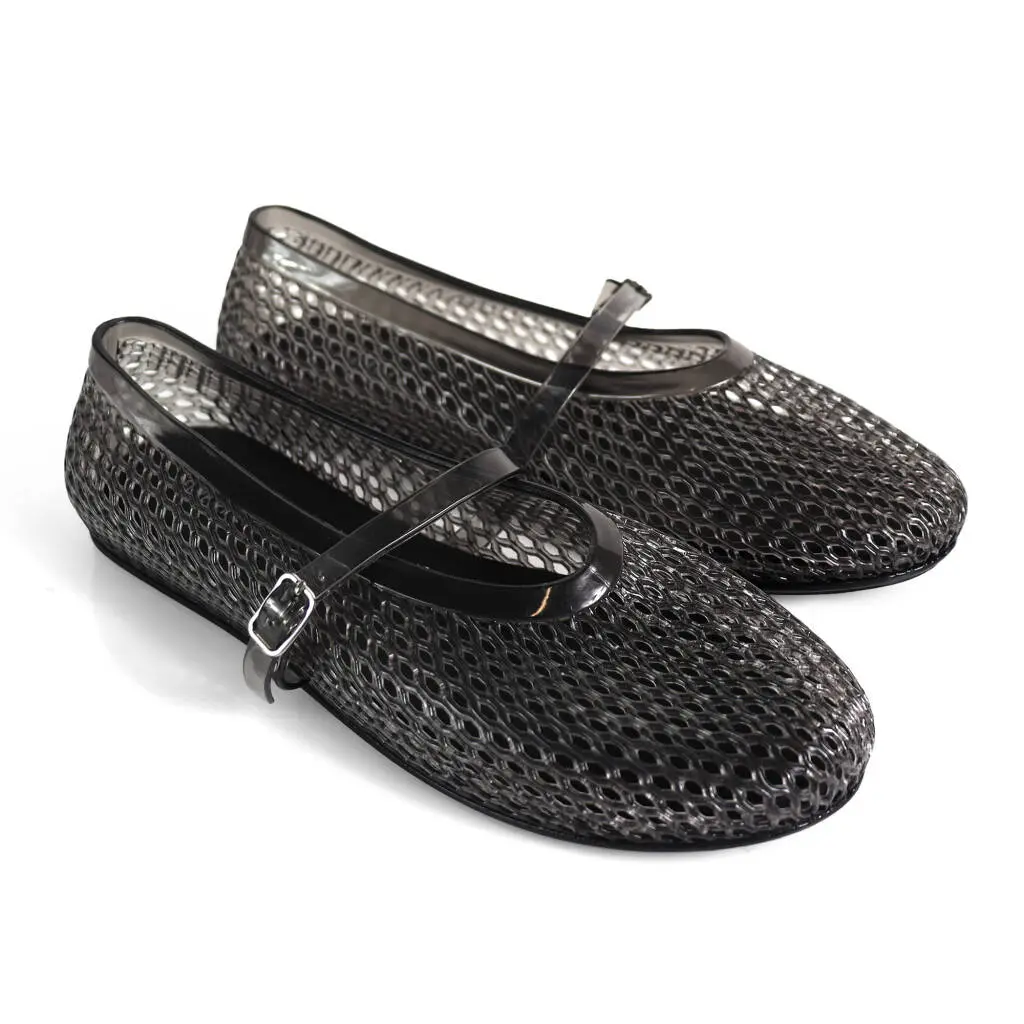 Soft Woven Mesh Ballet Flats Mary Jane Shoes for Women Comfortable Dressy with Adjustable Strap Cushioned Memory Foam Cute Ballerina Fishnet Ballerina Flats Casual Office Dress Flat Shoes