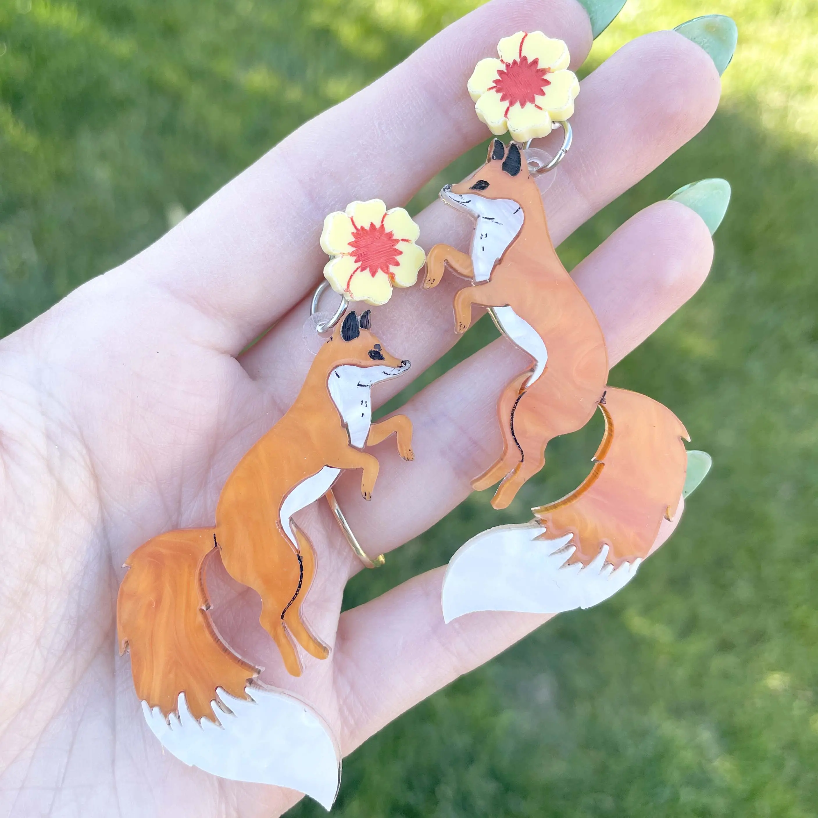 Foxes - Large Acrylic Earrings