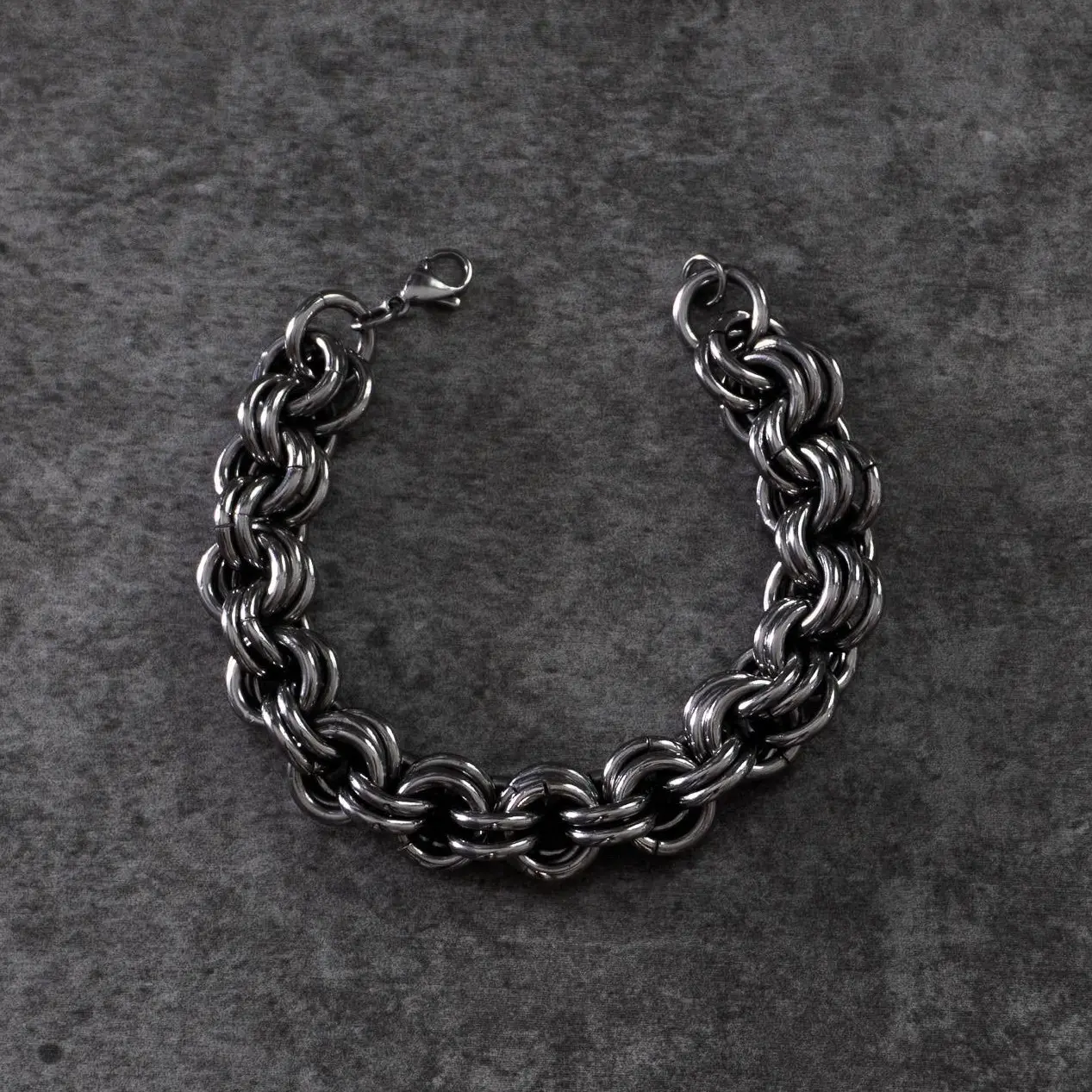 INTERLINK Handcrafted Stainless Steel Bracelet Tarnish-Resistant - fashionable, gothic, cool