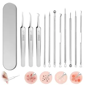 Blackhead Remover Tools, 11 PCS Pimple Popper Tool Kit, Acne Blackhead Tools for Blemish, Premium Professional Stainless Acne Pimple Extractor Tool with Metal Box Set