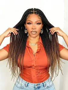 24 Inch Full Lace Front Wig, Handmade No Knot Cornrow Braid, Breathable Comfort, Realistic Hairline, High Density Straight Hair, Suitable for Women