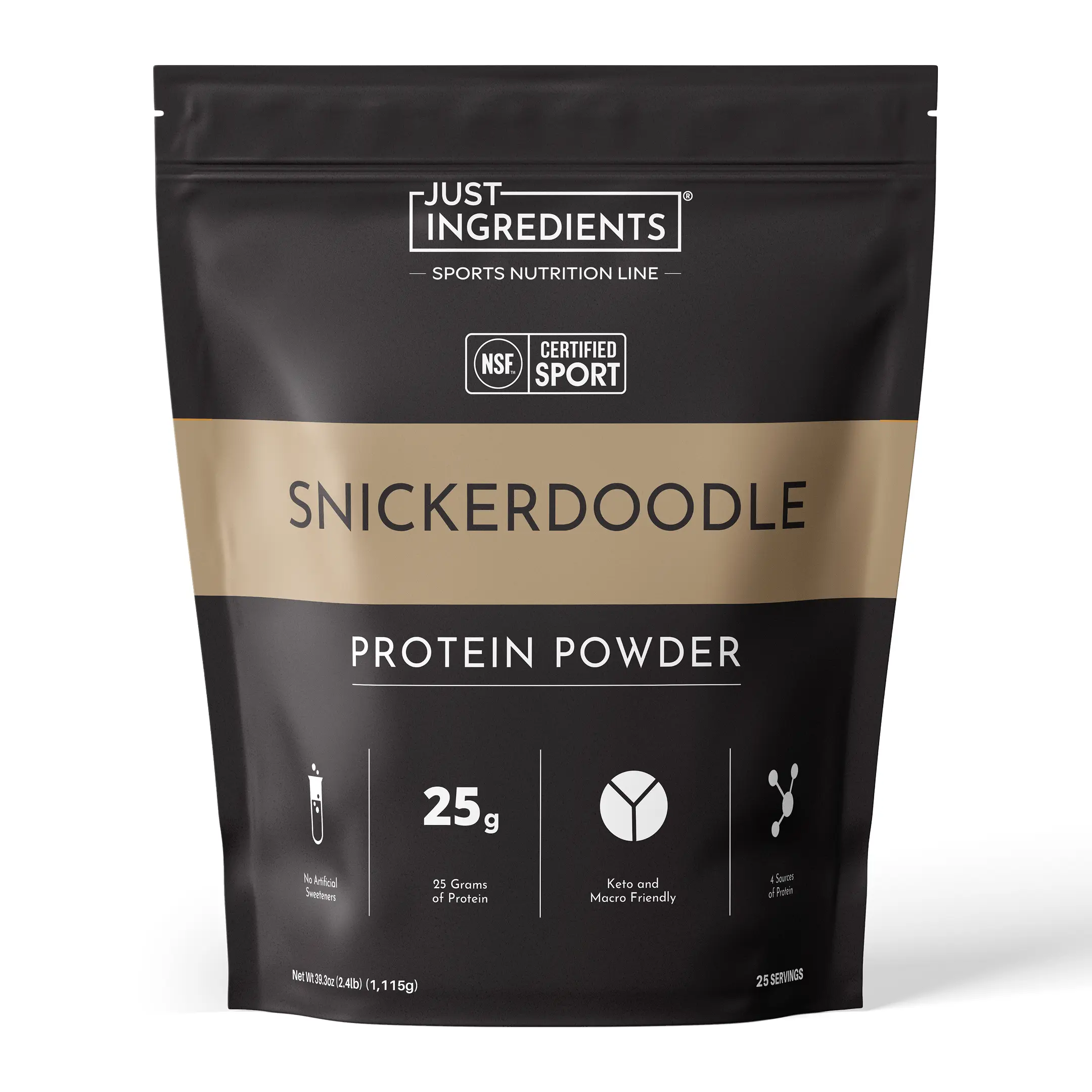 Just Ingredients Snickerdoodle Protein Powder - NSF - 25 servings | 100% Grass-fed Non-denatured Whey| Supplement | Fitness | No Artificial Flavors