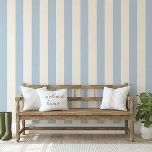 Blue Vertical Striped Wallpaper, Self-Adhesive Peel & Stick Home Decor, Ideal for Cabinets, Bedrooms, Living Rooms, Stairs