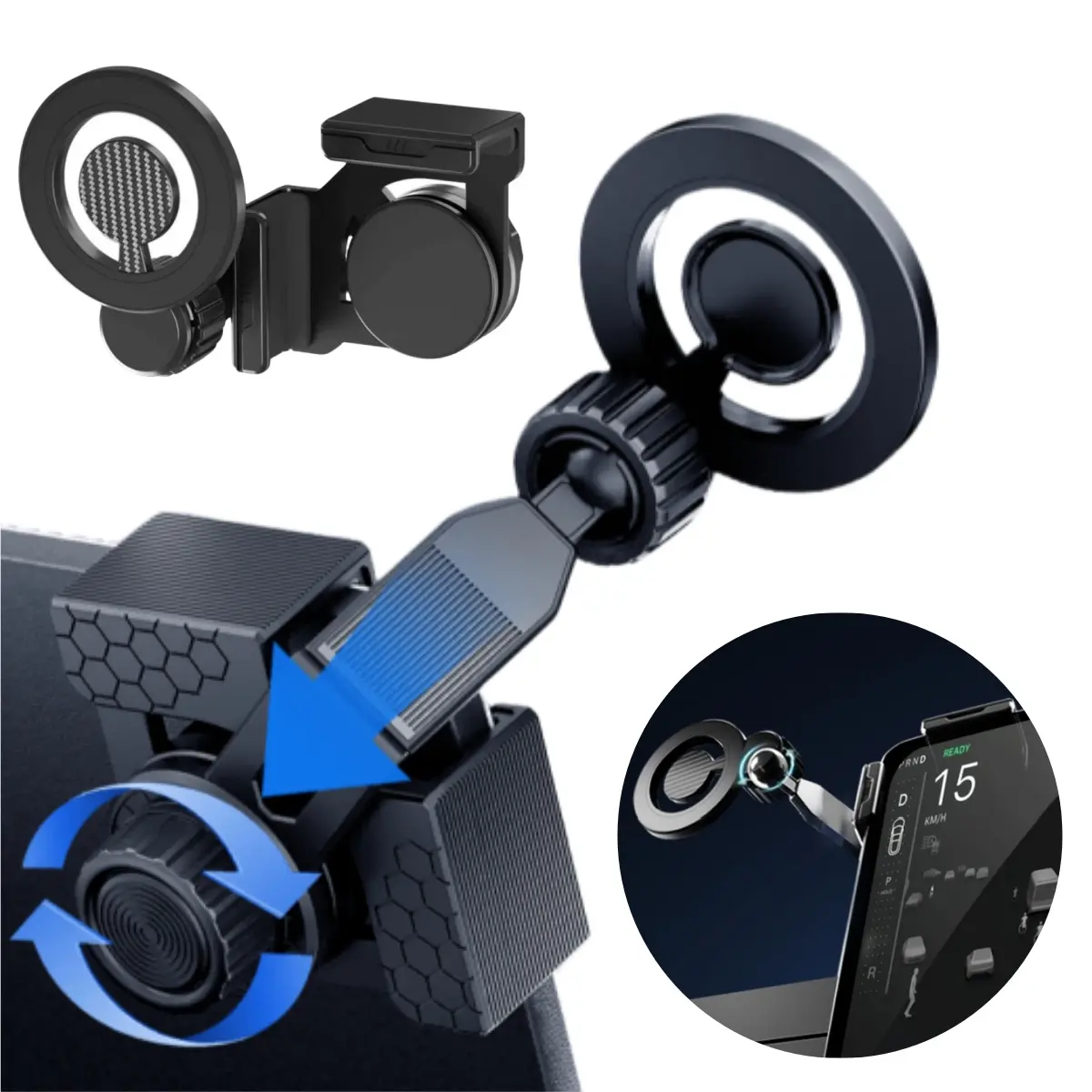 Car Monitor Screen Magnetic Phone Mount For Magsafe with N52 Ultra-Strong Magnet, Universal All-Screen Compatibility Fits For iPhone Samsung 4.7-7" Smartphones, 360° Rotatable Adjustable Quick Installation, Hands-Free Car Electronics Accessories, Cell Pho