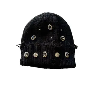Black Rhinestone Beanie - Against The Oddz