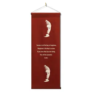 Inspirational Wall Hanging Scroll "Buddha - Success Is Not The Key To Happiness" Banner, Inspiring Quote, Motivational Uplifting, Thought Tapestry