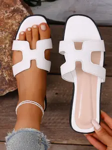 Women's Flat Sole Sandals H-Type Slip-On Summer New Outdoor Wear Minimalist Design Comfortable Soft Non-Slip Lightweight Breathable