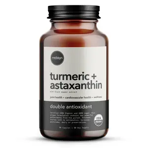 Organic Turmeric Curcumin & Astaxanthin Antioxidant Health Vitamin Support Wellness Supplement for Men & Women - USDA Certified Organic Vegan Capsules - 30 Day Supply - Double Potent Antioxidant Formula - Healthcare