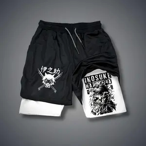 Demon Slayer Hashibira Inosuke 80s 90s summer men shorts for men jorts outfit men graphic shorts Double-layer sports shorts Comfortable short shorts summer