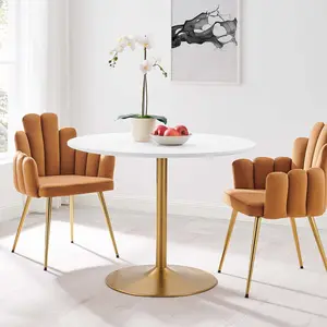Modway Amuse 40" Dining Table in Gold White