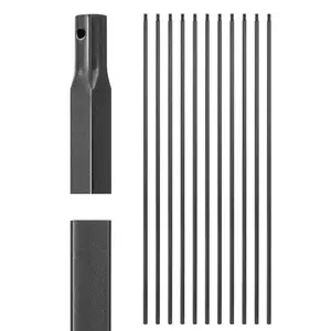 VEVOR Staircase Balusters 11 Pack, 44 Inch Durable Carbon Steel Stair Balusters, 0.5 Inch Indoor Square Metal Spindle Railing, Corrosion-Proof Hollow Deck Railing with Pre-Drilled Holes, Matte Black