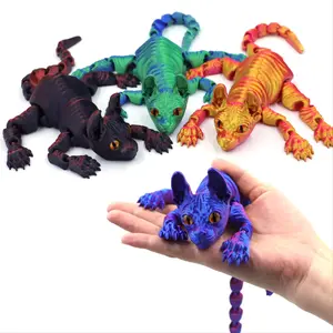 3D Printed Articulated Cat Figurine, 1 Set Flexible Joint Cat Ornament, Home Decor for Living Room Bedroom, Gift for Cat Lovers, Cute Collectible Figurines