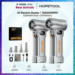HOPETOOL S7X2 Cordless Rechargeable Electric Duster - 150000 RPM High-Speed, Dual Batteries for PC, Keyboard & Car Detailing Dust Removal, Car Detailing Products