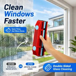 Double Sided Magnetic Window Cleaner, Strong Magnet Glass Wiper for Home Windows, Streak-Free Window Cleaning Tool
