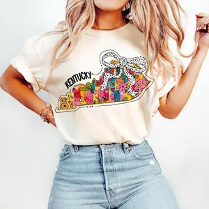 Floral Coquette Kentucky Tshirt, State Shirt, Kentucky Brushstroke Tshirt, Girly State Shirt, Kentucky Coquette Bow Tshirt, Trendy Kentucky Shirt