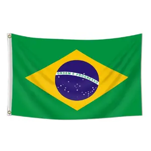 Brazil National Flag 3x5ft, 2 Grommets, One-Side Print, Vivid Colors, Perfect for Parties, Businesses, Schools & More! Wall Decor Flags