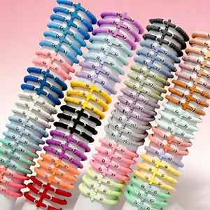 Handmade Bohemian Polymer Clay Stretch Bracelet Set Suitable for Women - Multicolor Beaded Cross Pendant Resin Jewelry, Stackable Elastic Bracelets for Daily Wear, Parties, Vacations & Gift Giving, Handmade Beaded Cross
