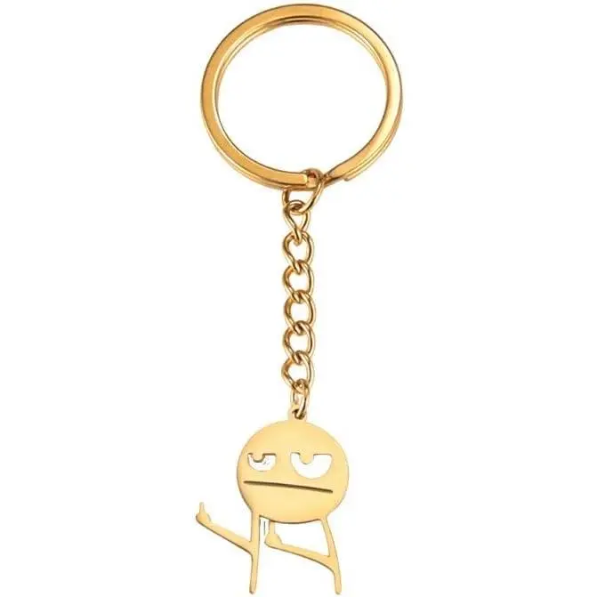 Stainless Steel Funny Doodle Keychain Middle Finger Stickman Keyring Creative Jewerly Friendship Gift for Teen