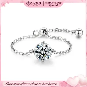 【#463 Today's Special】1CT Adjustable Chain Size 2- Size 9 vvs Synthetic Moissanite Rings in 925 Sterling Silver