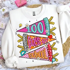 NOT Glitter Preppy 100 Days of School T-Shirt/Sweatshirt, Retro happy 100 days, 100 school days, Teacher 100 Days, Girls school T-Shirt/Sweatshirt