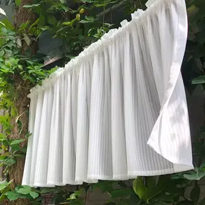 1pc Country Style Floral Short Window Curtain, Semi-Transparent Polyester Fabric, Kitchen Dining Room Shoe Cabinet Decor, Hand Wash Only