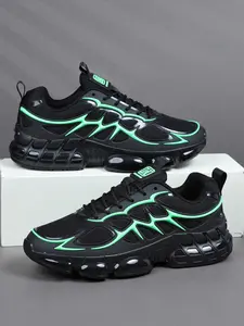 Men's Sporty Colorblock Sneakers, Thick Sole Sneakers, Breathable Mesh Upper & PU Material Sole, Trendy Casual Shoes for All Seasons