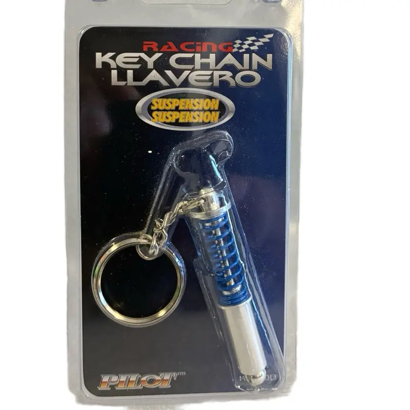 Pilot Racing Suspension Key Chain Llavero with Blue Spring Design and Secure Key Ring