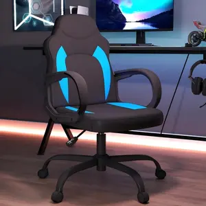 Anygod  Ergonomic Video Gaming Chair with Lumbar Support, Adjustable Height Swivel Computer Chair with Wheels for Home Office, Comfortable Gamer Chairs for Adults Teens Kids, Blue，Black Reds