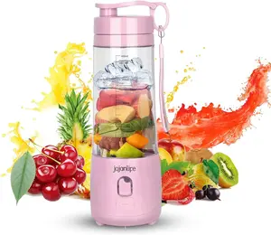Portable Blender Personal Size Blender for Shakes and Smoothies 4000Mah Rechargeable Mini Travel Blender with 3D Six Blades 13.5Oz Fruit Mixer Cup for Home, Sports, Outdoor (Pink) JAJANLIFE