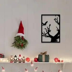 1pc Metal Tree Wall Decor, Tree of Life Bohemian Statue Mural, Perfect for Living Room, , Perfect Gift Choice, Tree of Life and Branch Bird Design, Unique Black Iron Art.