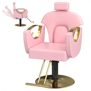 Reclining Salon Chair with Hydraulic Pump 360° Swivel for Hair Stylist Tattoo Club Lash Makeup Shop