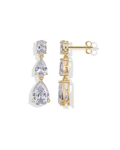 PAVOI 14K Gold Plated Bridal Drop Dangle Earrings for Women - CZ Marquise, Pear, Oval & Pearl Designs - Hypoallergenic Wedding Earrings for Brides & Bridesmaids - Trendy Formal Gold Jewelry