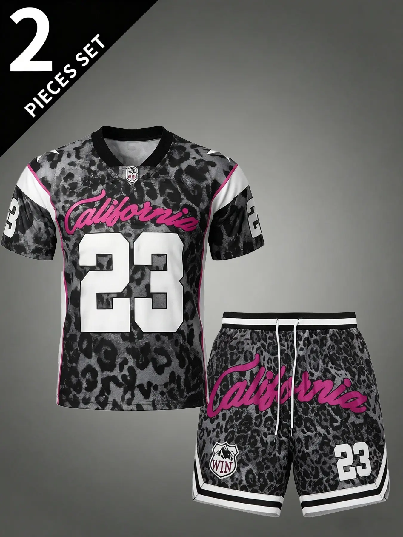 Men's Leopard Print Athletic 2 Piece Set | Slim Fit Streetwear | Soft Comfort Fabric | Multi-Scene Wear for Workout, Casual & Outdoor | Trending 2026 Sportswear  Men's Tracksuit