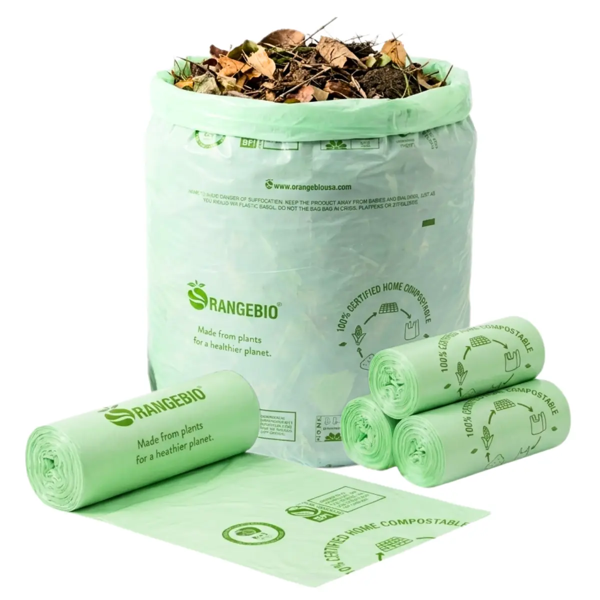 OrangeBio® 55 Gallon Compostable Commercial Liners, 15 Count, BPI Certified, TÜV OK Compost HOME