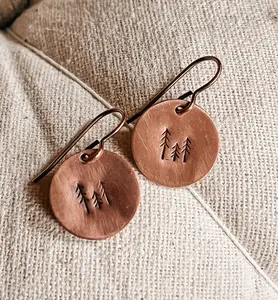 Copper 3 Tree Earrings