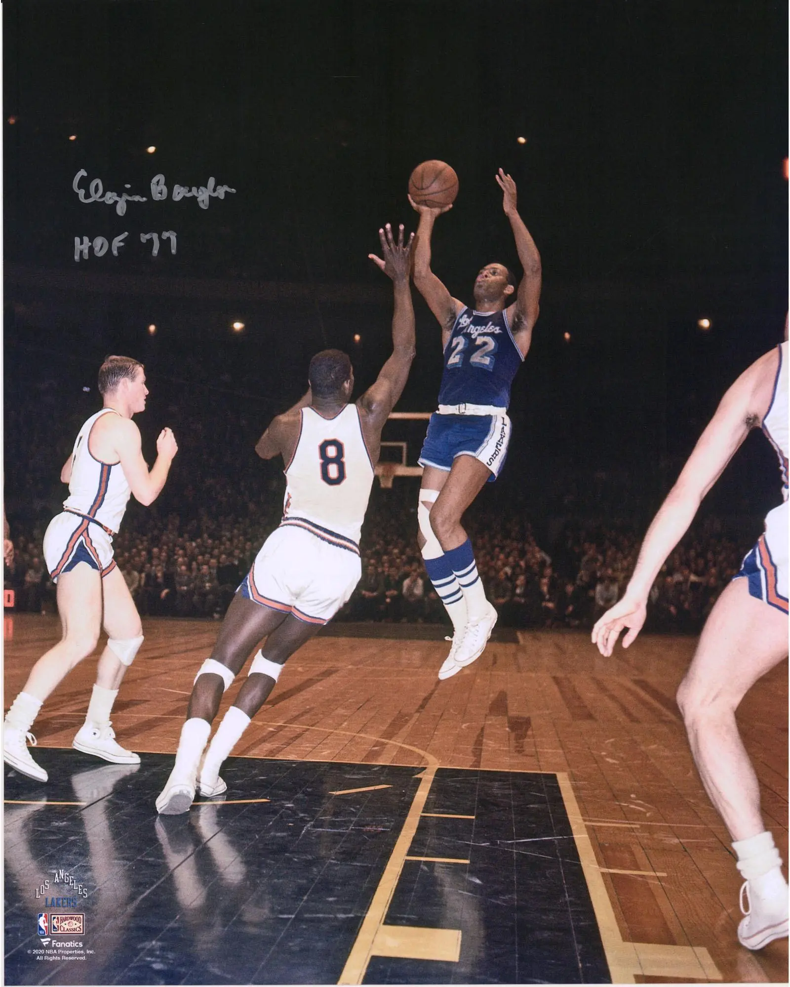 Elgin Baylor Los Angeles Lakers Autographed 16" x 20" Shooting Photograph with "HOF 77" Inscription - Fanatics Authentic Certified