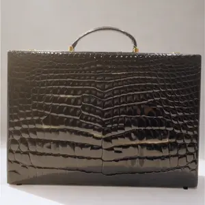 Pre-owned BALLY exotic briefcase M275 Crocodile Leather Handbag Black Top Handle ➡️ $999