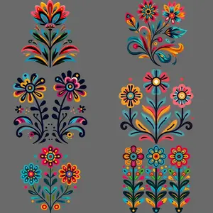 Flower Pattern Iron on Transfer Sticker, 8 Counts/set Washable DIY Heat Press Decals for T-shirts, Jeans & Backpacks, DIY Decorative Supplies