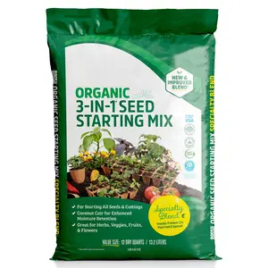 Natural and Organic 3-in-1 Seed Starting Mix, Premium Blend Soil, 12 Quart Value Size, New & Improved Blend