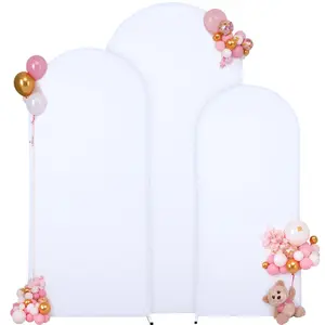 Garvee White Arch Backdrop Cover Set of 3 (6Ft/6.6Ft/7.2Ft), Polyester+Spandex Bottom Zipper Design Arch Backdrop Stand Decor for Wedding Birthday Party Ceremony Banquet