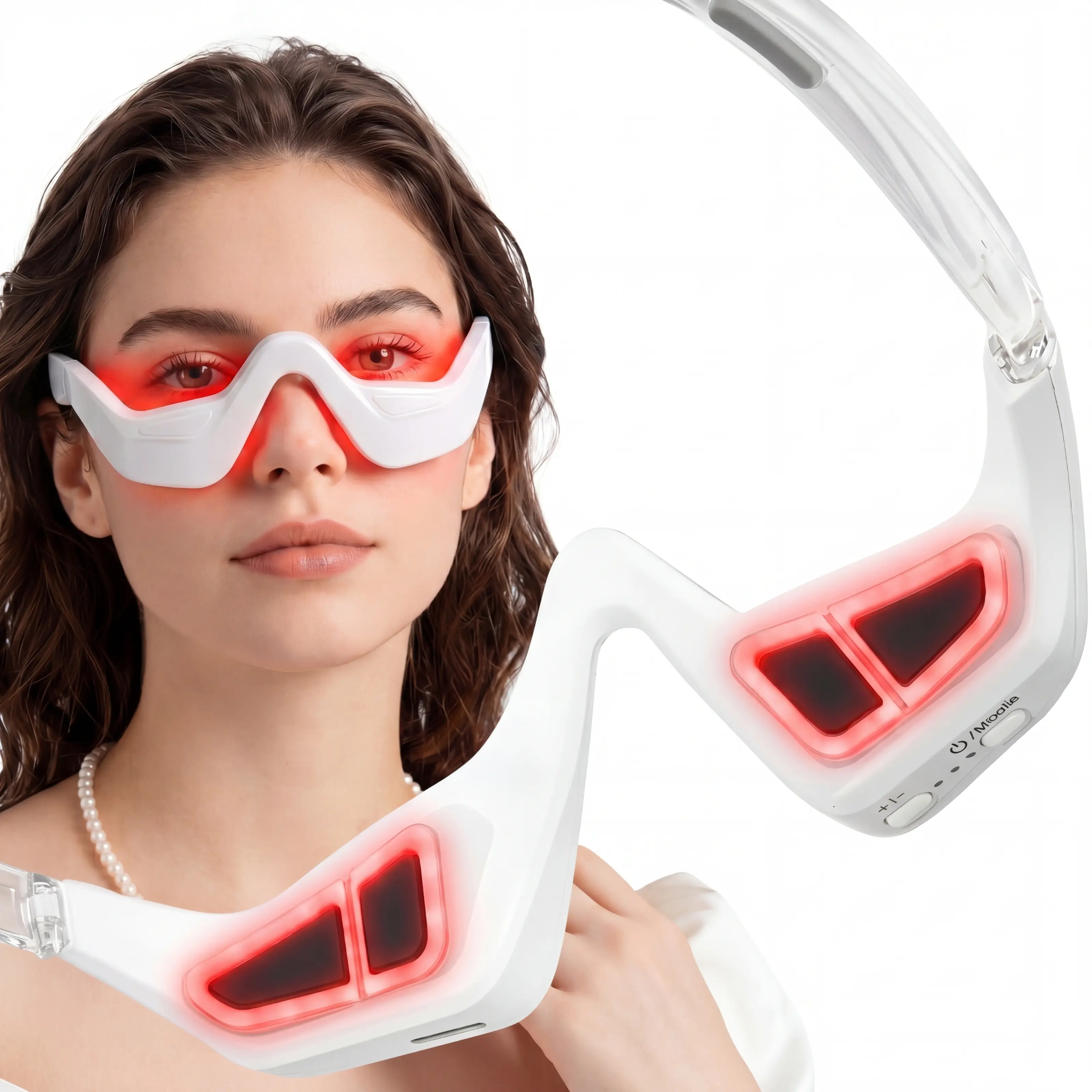 Ergonomic Red Light Therapy  Massager with Microcurrent, Anti-Aging Treatment for Dark Circles and Puffiness, Rechargeable Beauty Massager, White, Beauty Massagers eye massage tool Massagetool