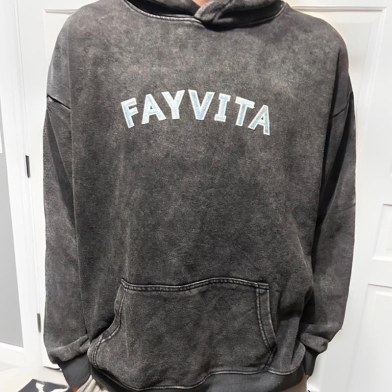 Vintage Light Blue Patched Fay Vita Oversized Hoodie