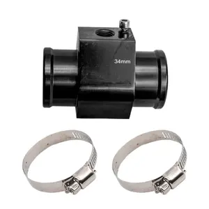3PCS Auto Water Temp Joint Pipe, Aluminum Sensor Gauge Radiator Hose Adapter, Universal Water Temperature Extension Adapter with Clamps (34MM)