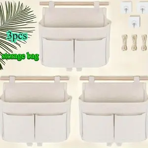 3pcs Door Hanging Closet Organizer Bags, Multi-Pocket Storage Bag, Home Bedroom Wardrobe Organiser, Space-Saving Clothes Holder