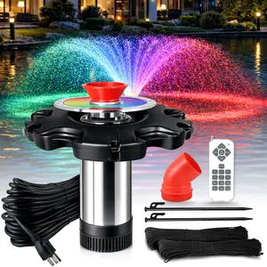 Hot Sell！RGB 120V LED Pond Fountain Aerator 50W  ，1HP 15000 GPH perfect for Lake & POND Led Lights Stone
