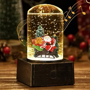 Santa Claus Snow Globe Lantern, Lighted Musical Christmas Water Globes with 8 Songs, USB Powered & Battery Operated Snow Water Glittering Lantern for Christmas Holiday Party Gifts and Decoration